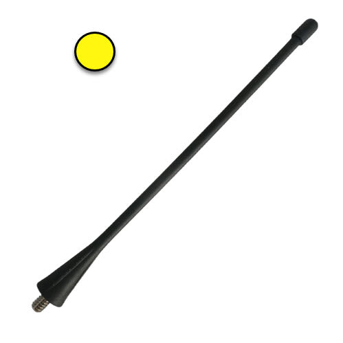 Telex flex antenna for Wireless Beltpack on white backround a yellow dot denotes the frequency set
